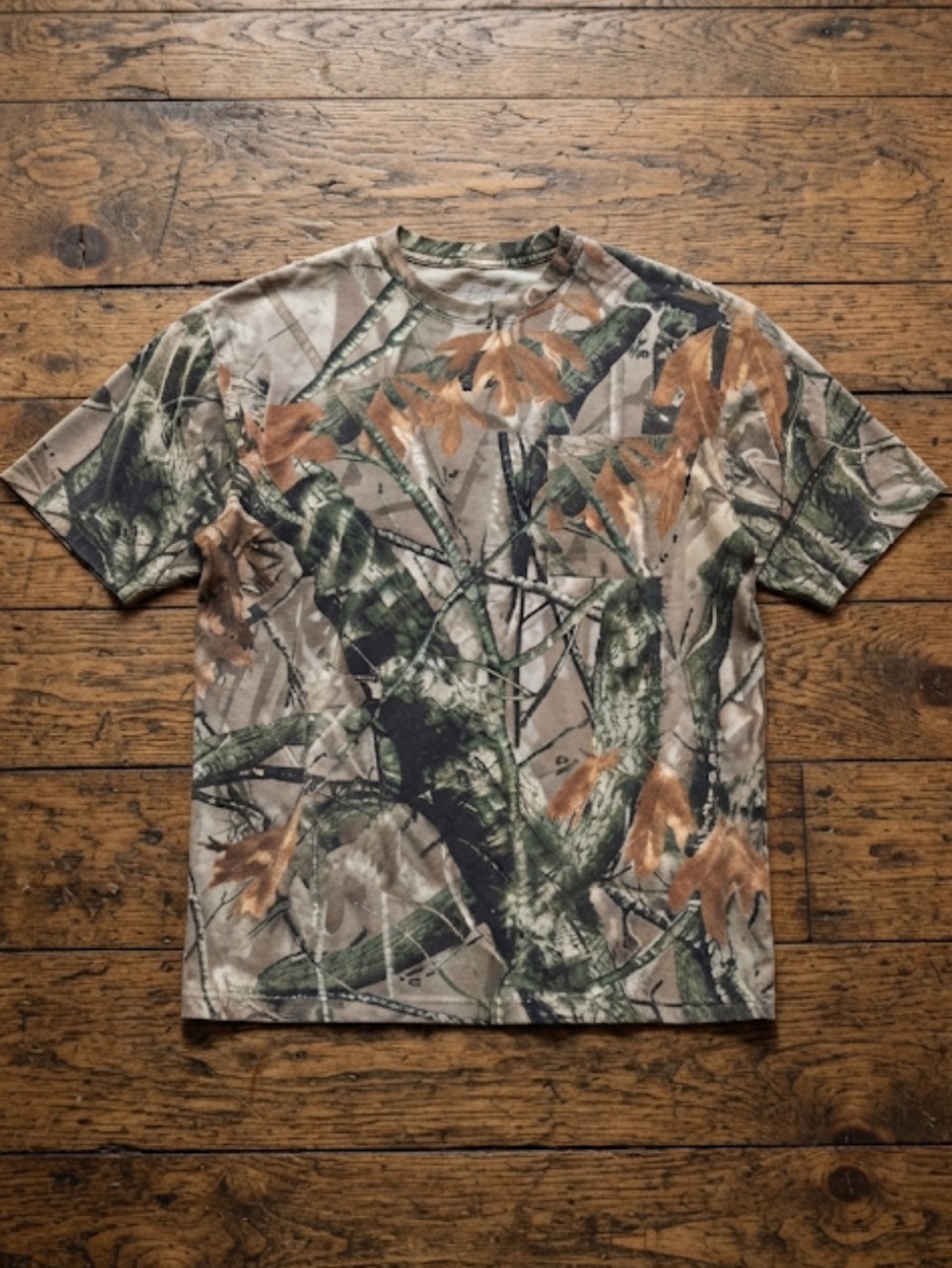 Y2K Camo Short Sleeve Shirt - Green & Brown